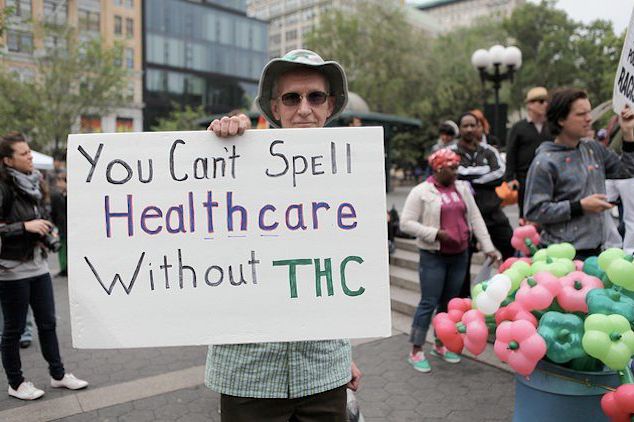 A sign at this year's Cannabis March in Union Square